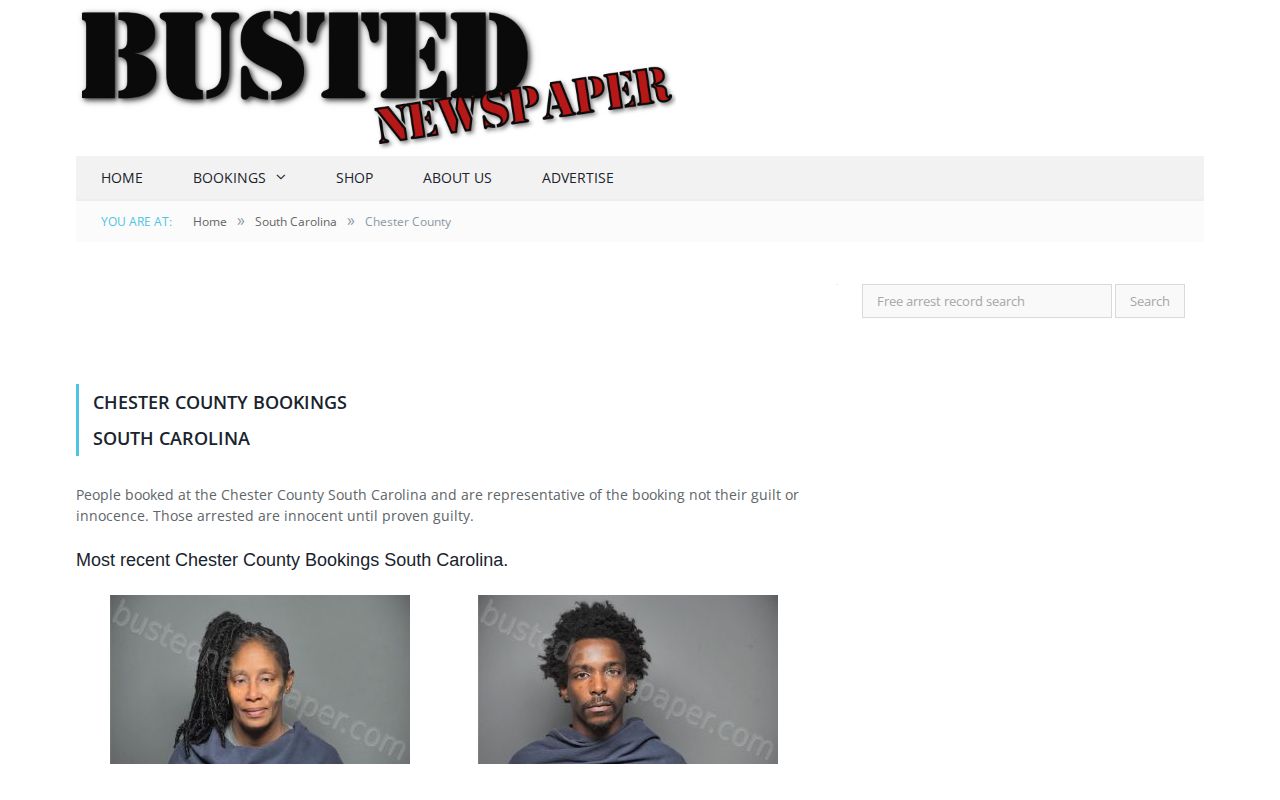 Chester County crime news, BustedNewspaper county section screenshot